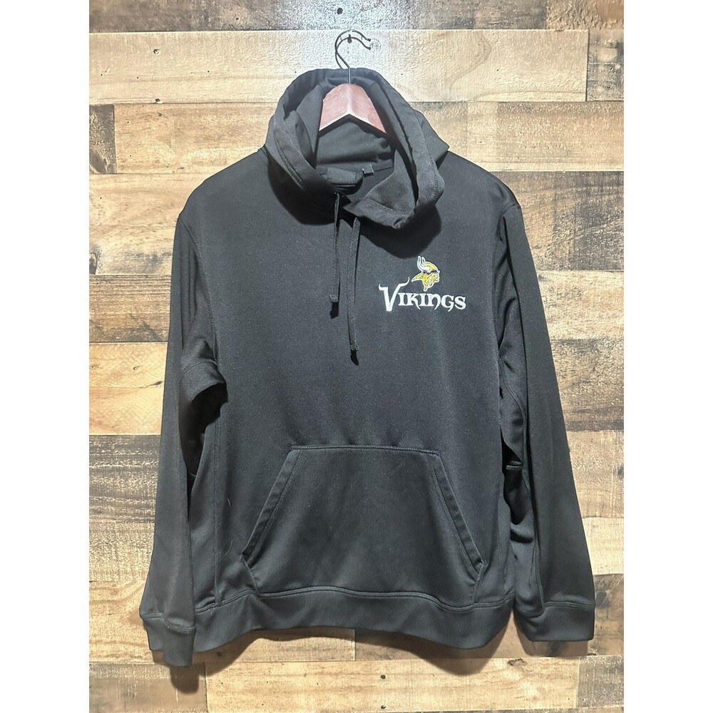 NFL Team Medium Black Hoodie Logo Minnesota Vikings Pull Over Sweatshirt